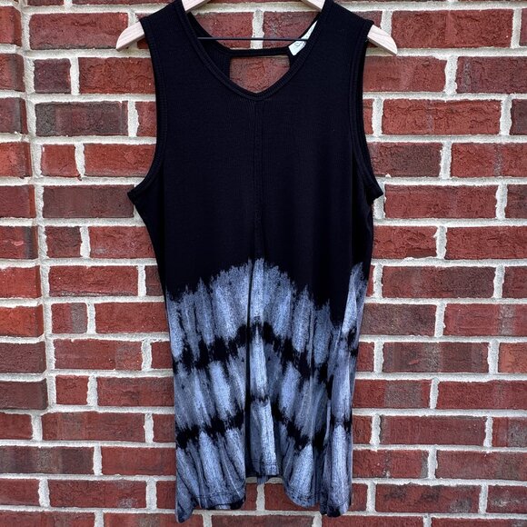 French Laundry Tunic Tank Womens Size 1X Black Gray Ribbed Knit - Picture 1 of 9